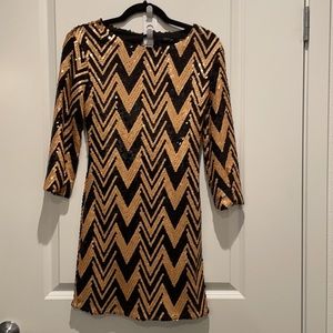 Sequence Chevron Gold & Black Party Dress